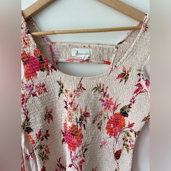 Anthropologie Floral Blouse Size XS/S Smocked Puff Long Sleeve Cotton - Picture 4 of 11